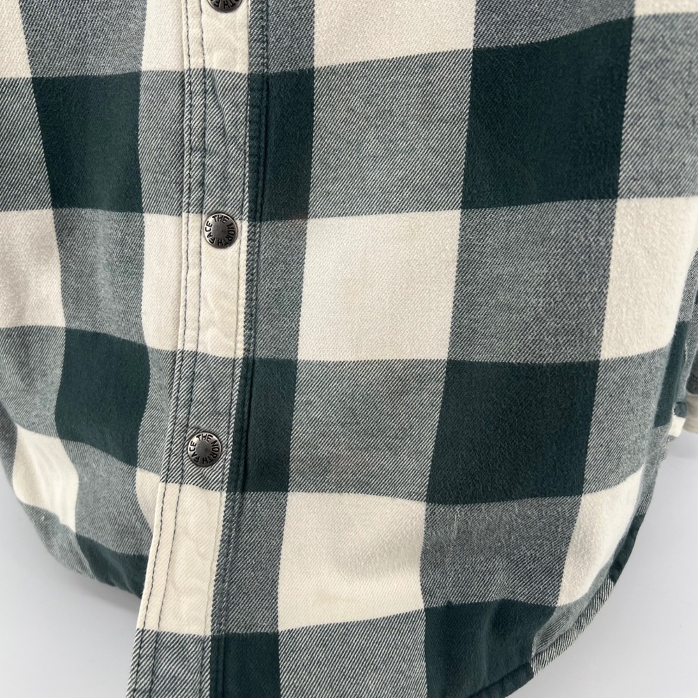 The North Face Campshire Sherpa Cozy Shirt Jacket Mens Large Green Plaid Flannel - Picture 4 of 9